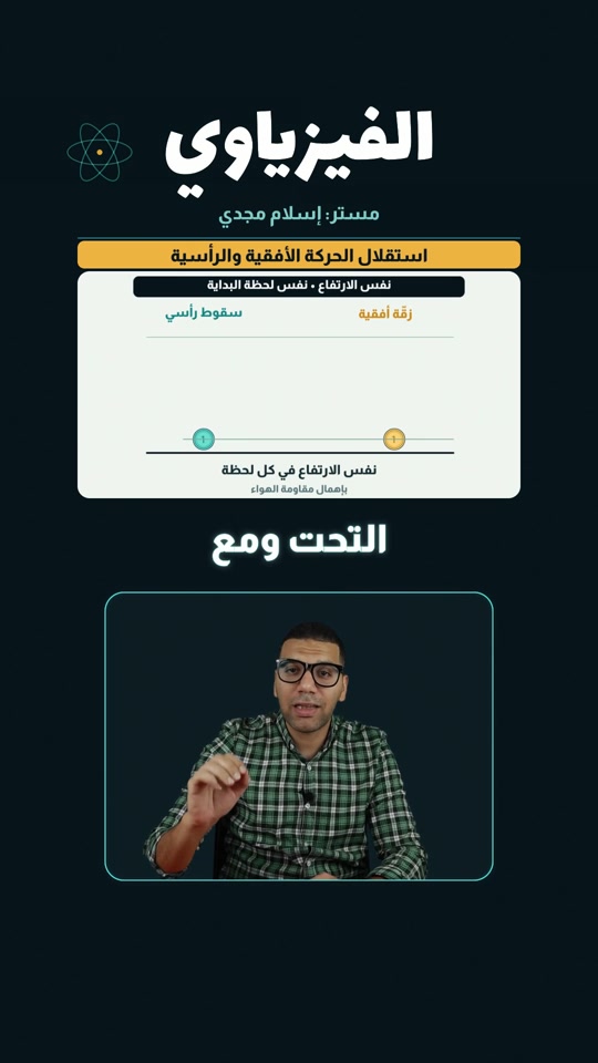 مستر إسلام مجدي يشرح استقلال الحركة الأفقية والرأسية